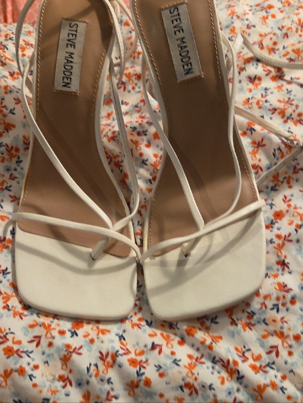 Steve Madden ANNIE White Strappy Square-Toe  Sandals Size 7.5